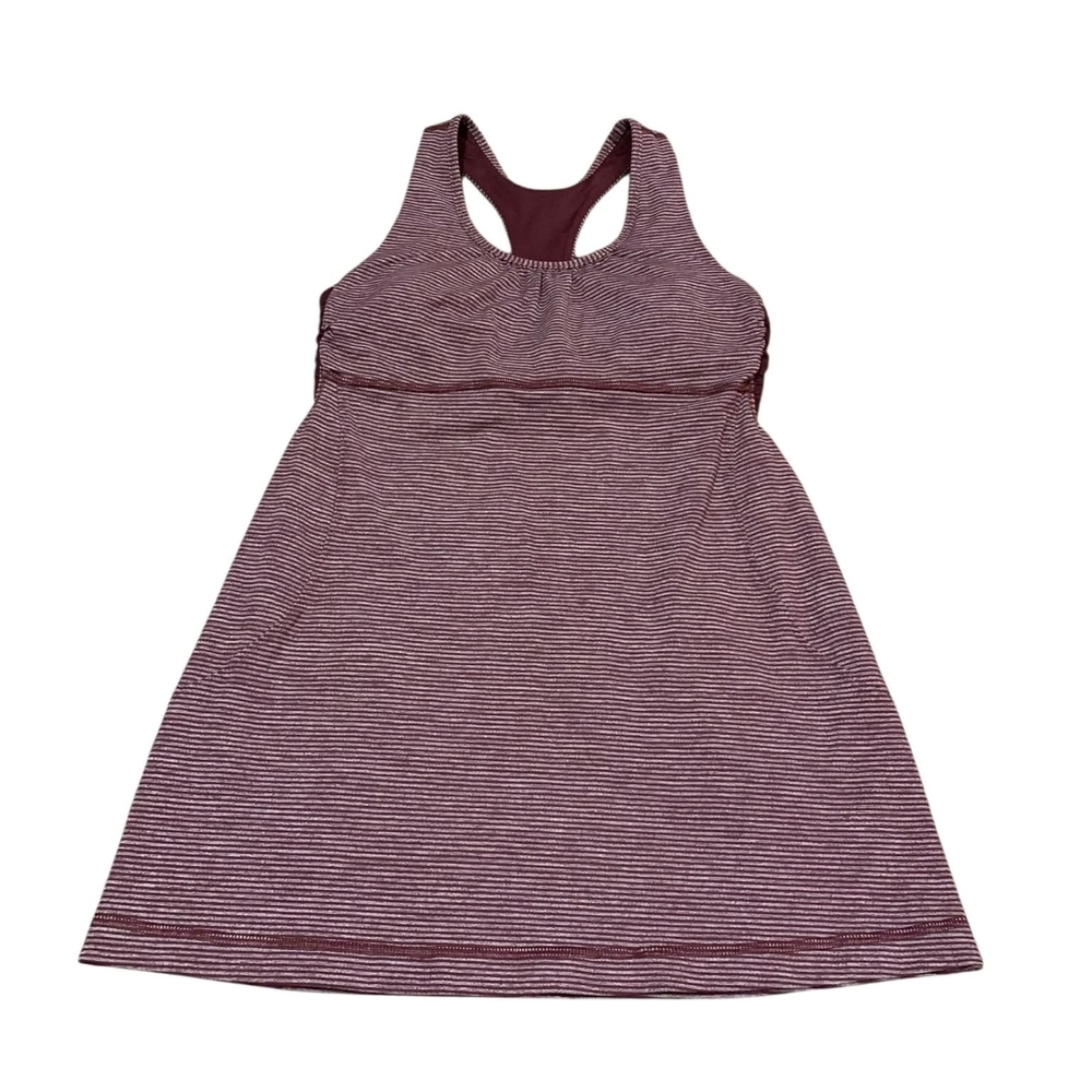 Lululemon Ruched Back Striped Tank Top Built-In Bra Burgundy Maroon Size 6
